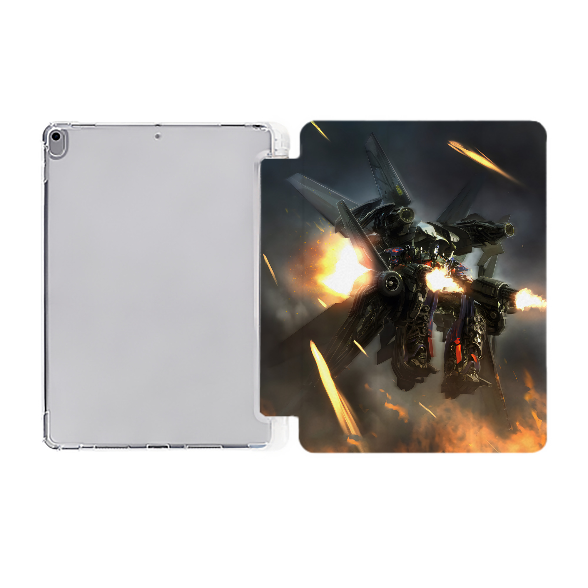 （画像用） Transformers トランスフォーマー IPad ケース ペン収納付き 三つ折りスタンド PUレザー×シリコン 対応機種9.5/10.5/10.9インチ